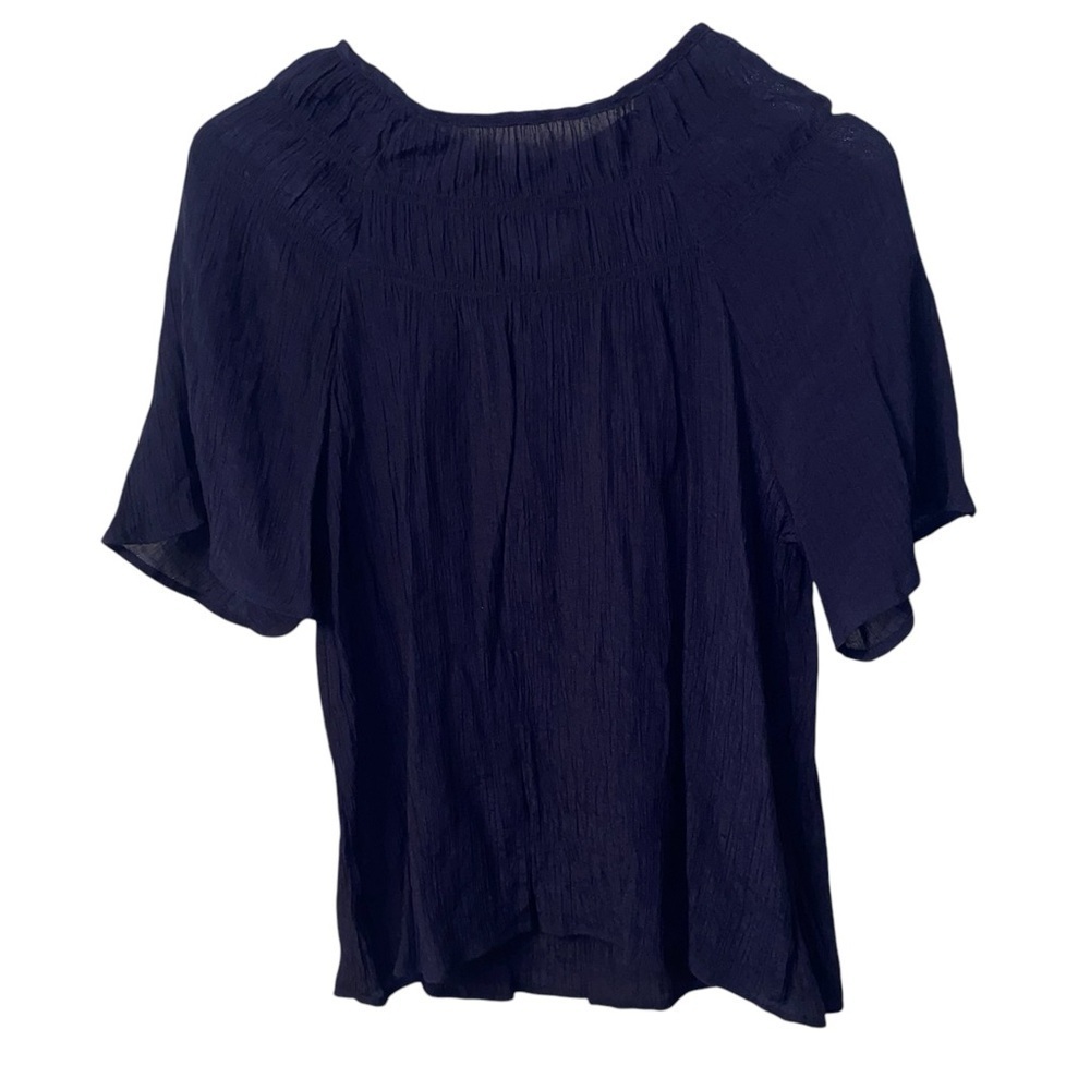 Navy Blue Lightweight Short Sleeve Top